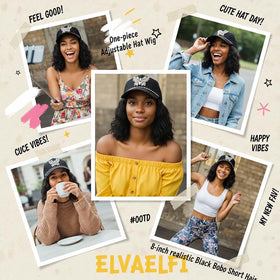 ELVAELFI black short bob texture for a natural look