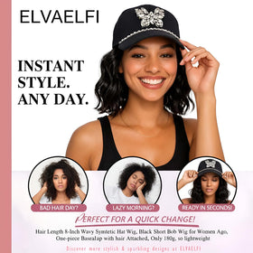 ELVAELFI rhinestone butterfly detail on cap wig adds subtle sparkle