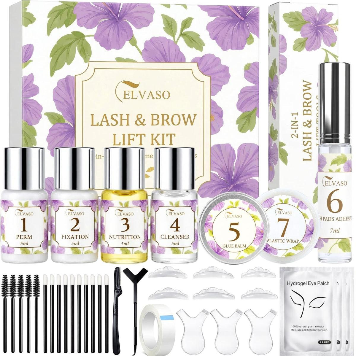 Elvaso 2-in-1 lash lift kit with dual adhesive for precise lash control