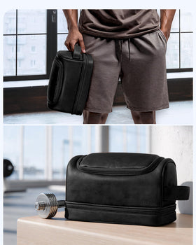 Elviros toiletry bag multi-use dopp kit for bathroom storage.