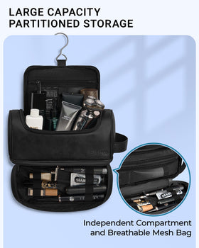 Elviros toiletry bag large interior capacity for all travel basics.