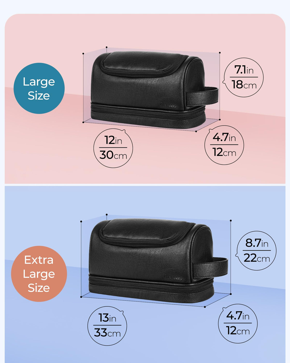 Elviros toiletry bag travel organizer ideal for gym or camping.
