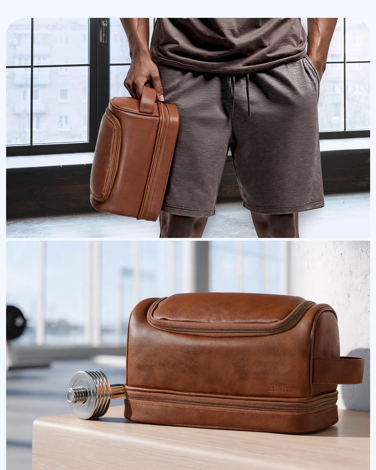 Elviros toiletry bag en uso diario y de viaje para hombres y mujeres.