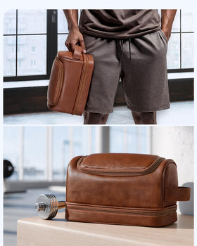 Elviros toiletry bag en uso diario y de viaje para hombres y mujeres.