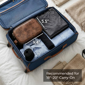 Elviros compact size fits toiletries without bulk for business trips.