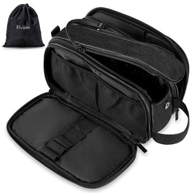Elviros travel toiletry bag front view with organized pockets for easy packing.