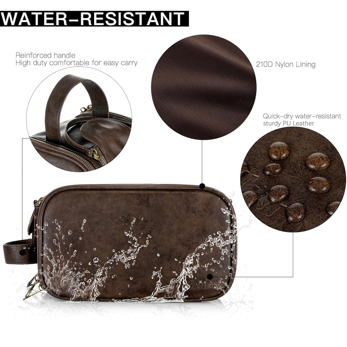 Elviros travel toiletry bag with wet/dry separation compartments separating towels and clothes.