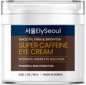 ElySeoul eye cream jar closeup showing silky texture for brightening under-eye care.