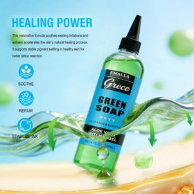 Emalla GRECE concentrate bottle enables 1:8 dilution for efficient studio use