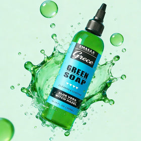 Emalla GRECE green soap being used in routine tattoo cleansing
