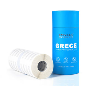 Emalla GRECE tattoo bandage roll close-up showing clear, flexible protection for healing ink.