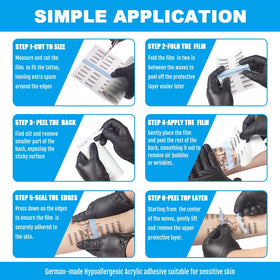 Emalla GRECE tattoo bandage stretches up to 300% to fit joints and curves.