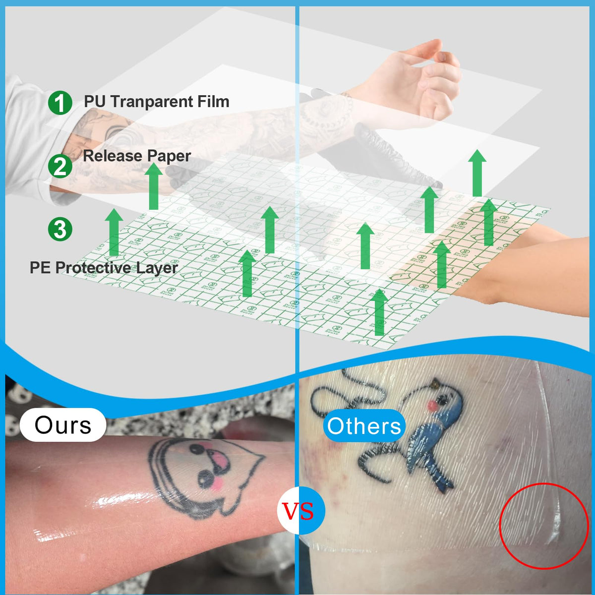Emalla waterproof shield tattoo cover: protects ink during swimming and daily activities