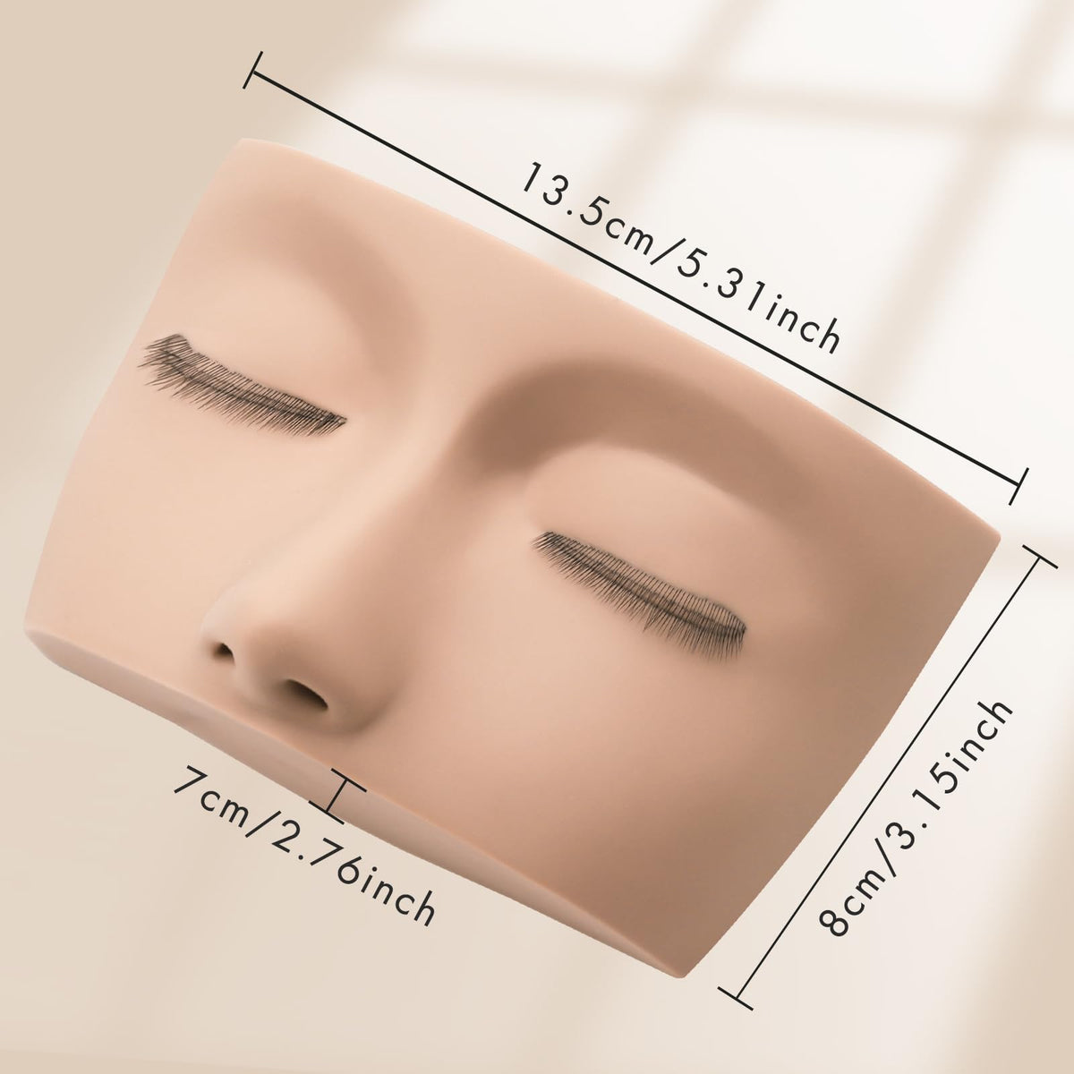 Embagol 3 Lash Layers head practice scene showing lash extensions and makeup practice.