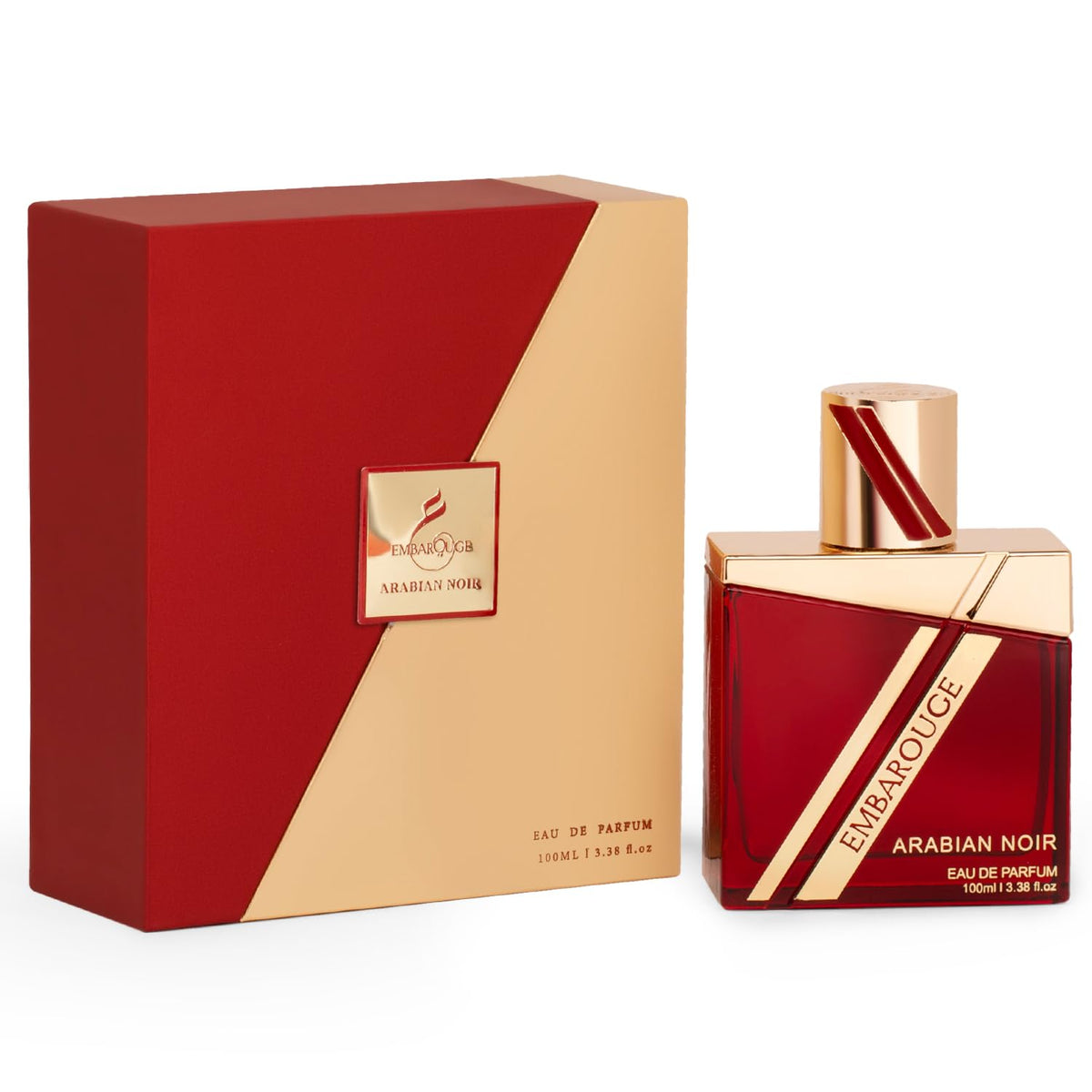 Embarooge Arabian Noir bottle front shows bold evening appeal