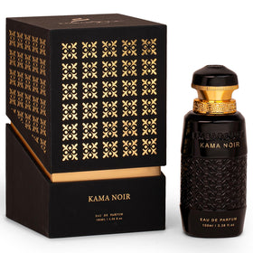 Embarouge Kama Noir bottle front shows elegant design for date-night anticipation