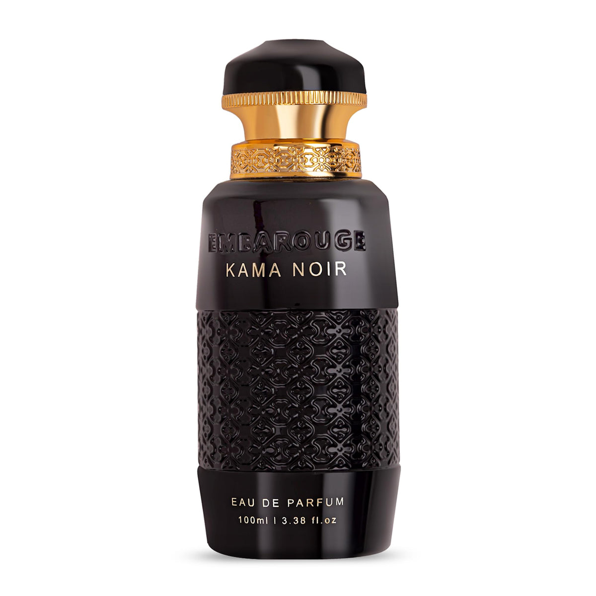 Embarouge Kama Noir bottle on velvet creates refined, intimate styling