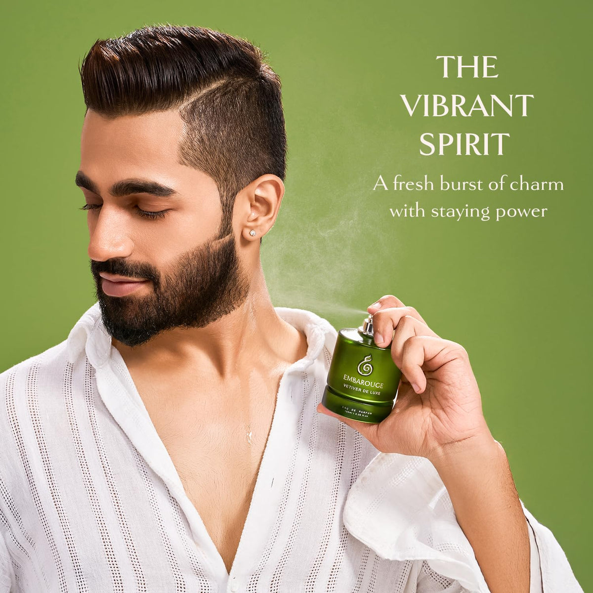 Embarouge Vetiver Deluxe bottle back highlights premium craftsmanship and presence.