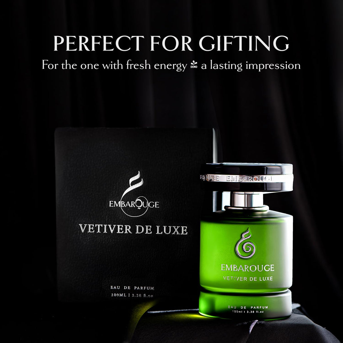 Embarouge Vetiver Deluxe gift box hints at premium packaging for gifting moments.