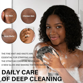 Ember and Root net sponge hexagon weave provides gentle and refined exfoliation