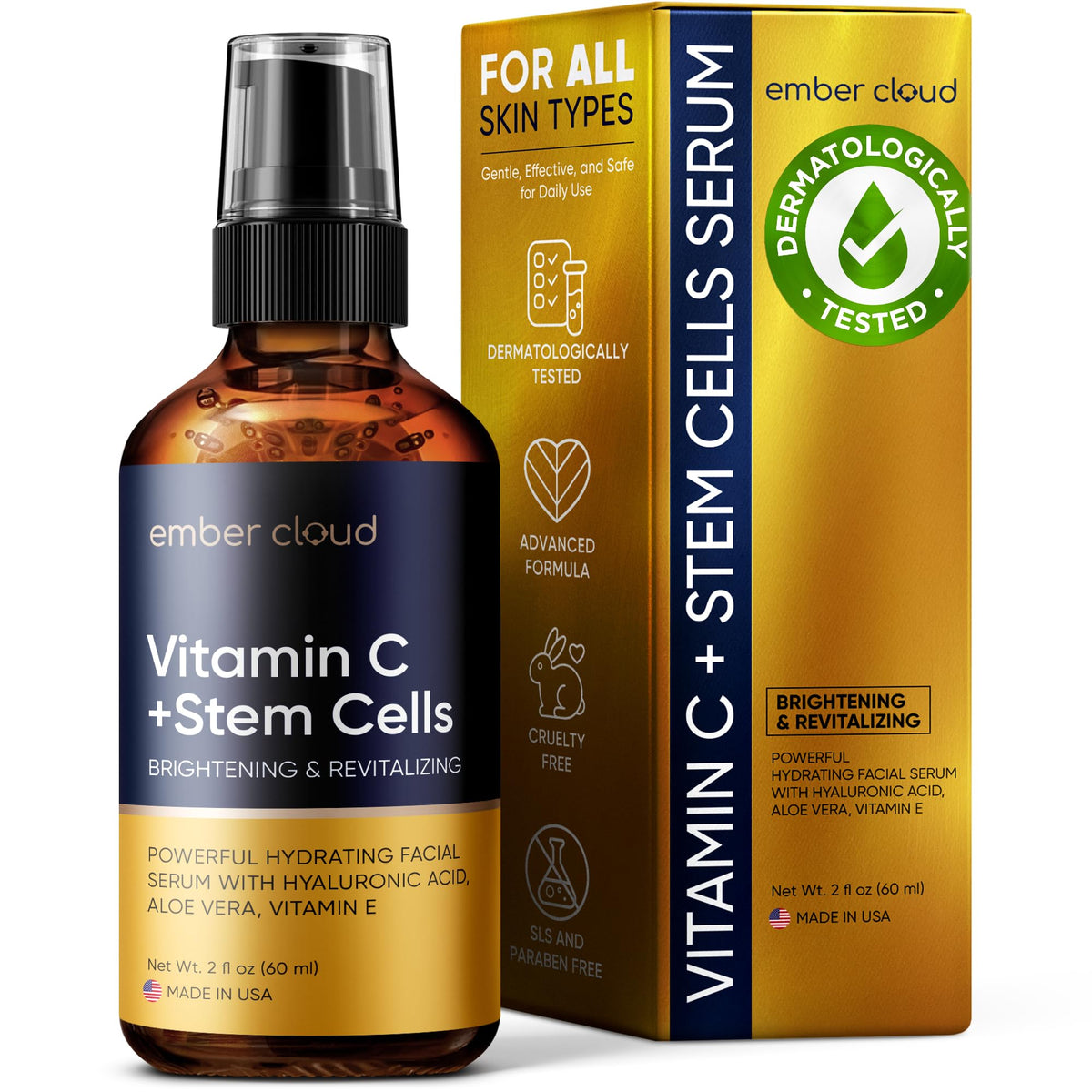 Ember Cloud Vitamin C Serum bottle close-up showing brightening formula for radiant skin.