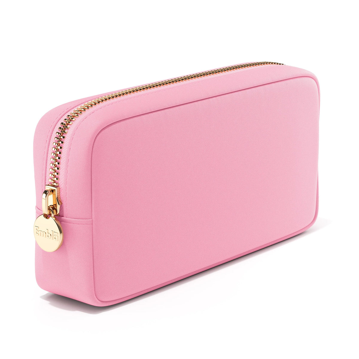 Embla makeup bag Flamingo Pink keeps cosmetics organized during travel.
