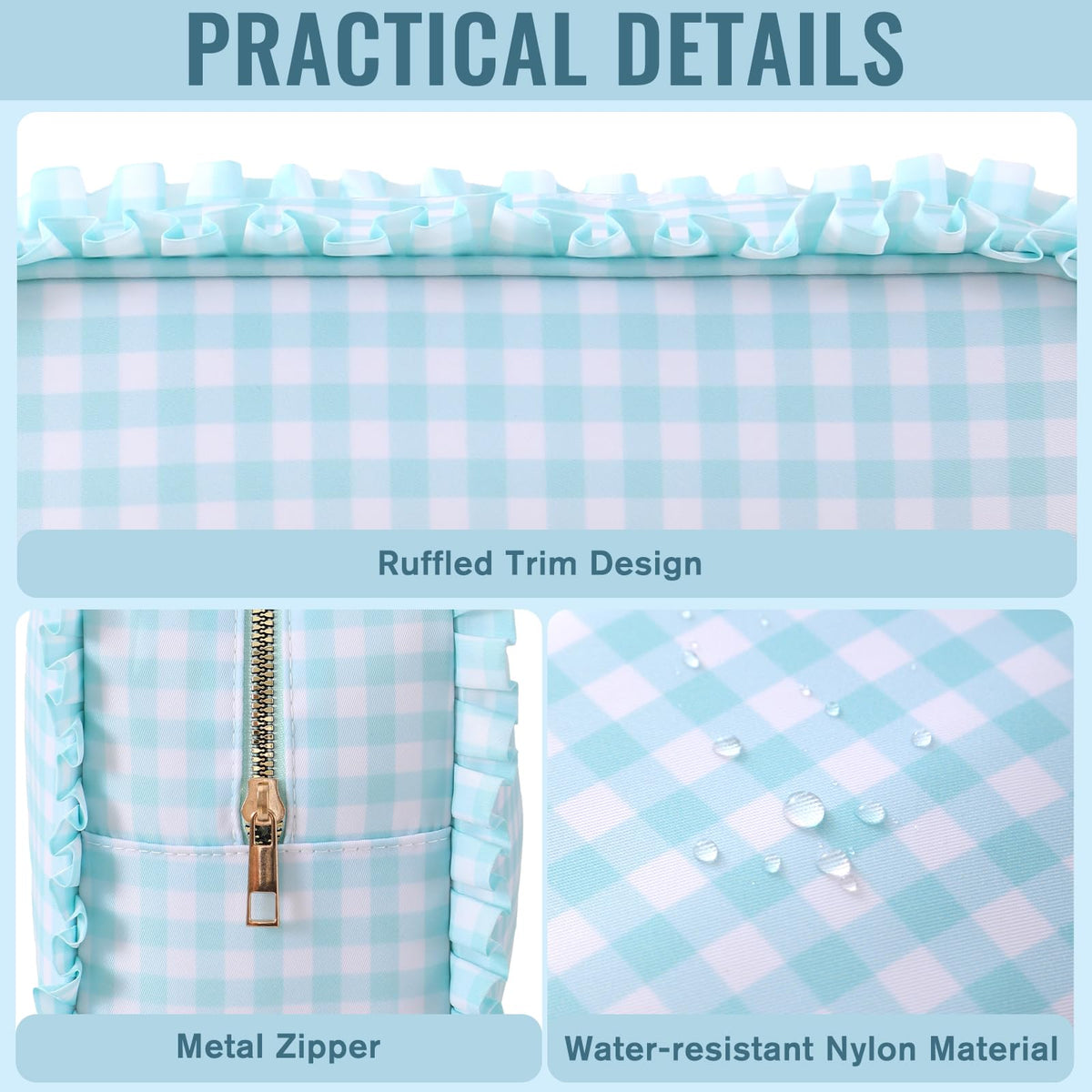 EMBRUNIOICE durable nylon makeup bag built to withstand daily use.