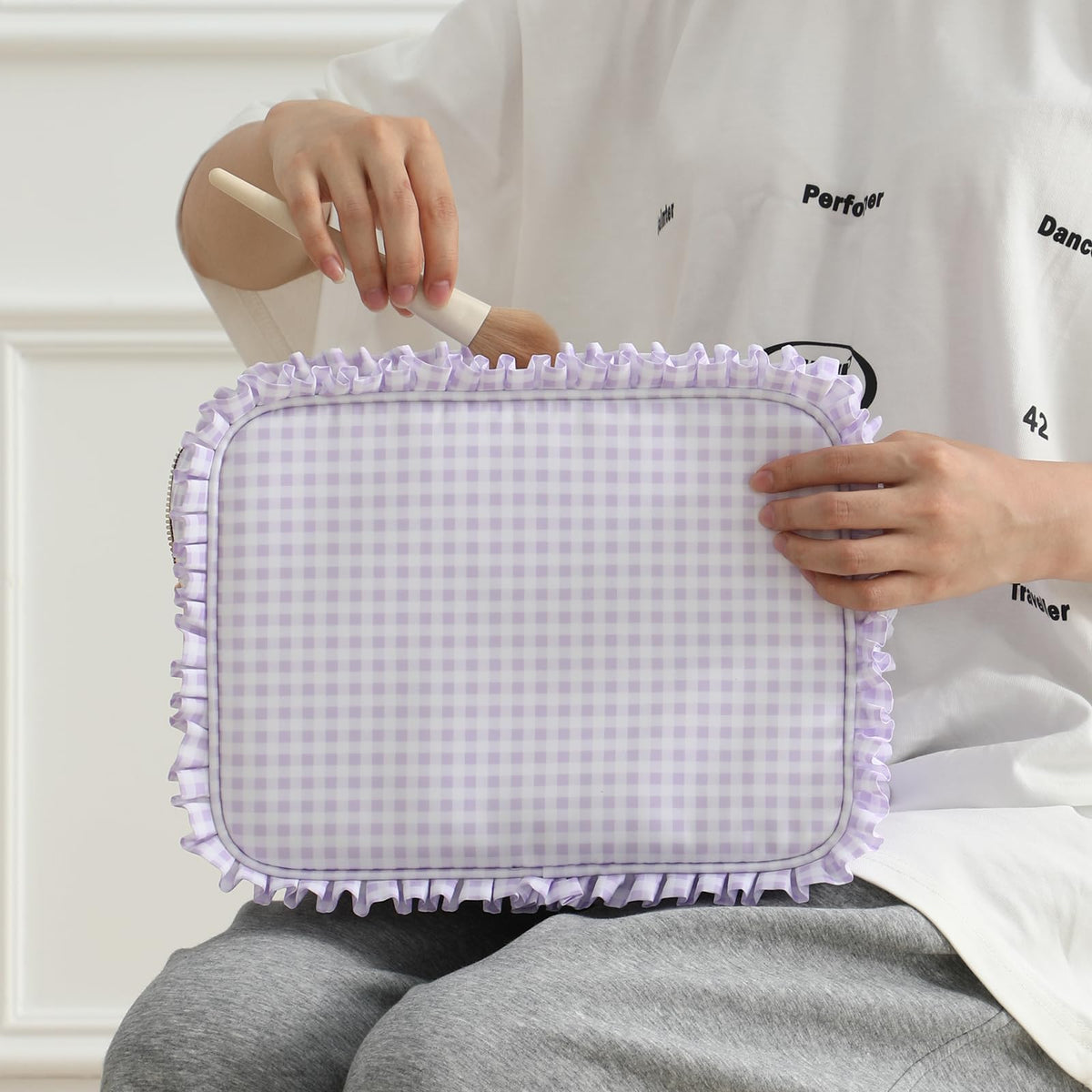 EMBRUNIOICE bag on dresser showcases stylish storage.