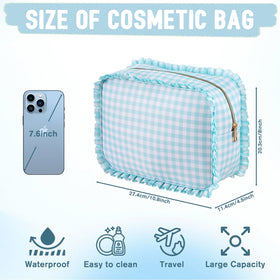 EMBRUNIOICE metal zipper makeup bag for smooth opening and secure storage.