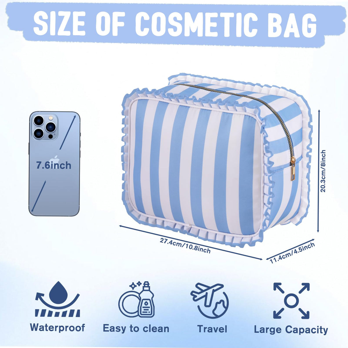 EMBRUNIOICE Multiuse makeup bag for cosmetics, tools, and toiletries.