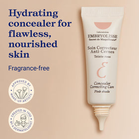Embryolisse concealer under-eye swatch reveals instant coverage of dark circles and puffiness.