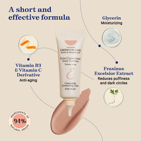 Embryolisse concealer under-eye texture close-up highlights a silky, film-forming feel.