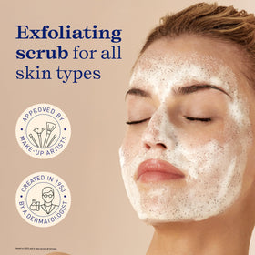 Embryolisse Exfoliating Scrub Powder coconut ingredients layout highlights renewal and tone benefits.