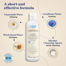 Embryolisse gentle formula for sensitive skin suitable for face and eyes.