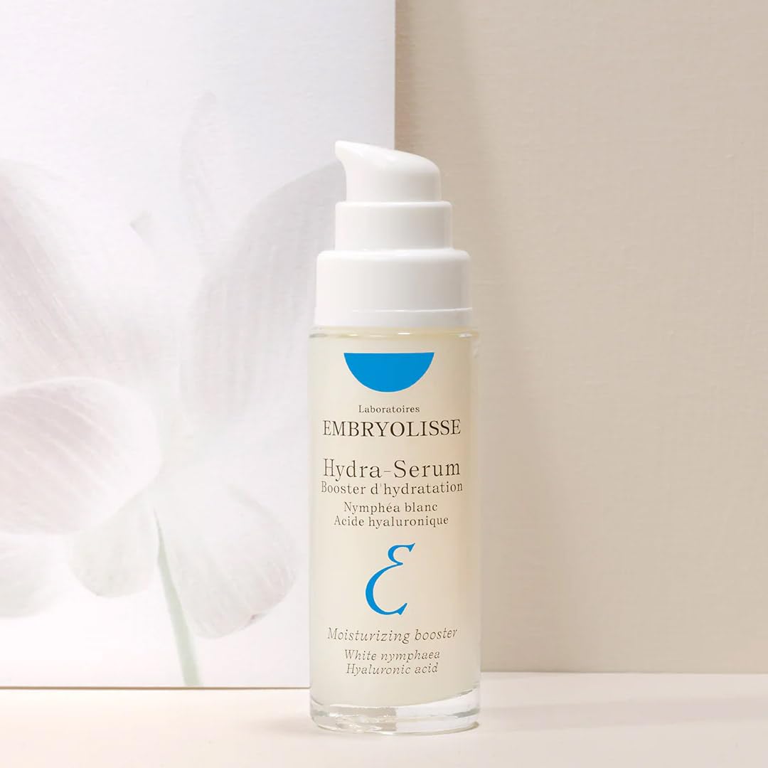 Dermatologist-tested Embryolisse Hydra-Serum packaging emphasizing safety.