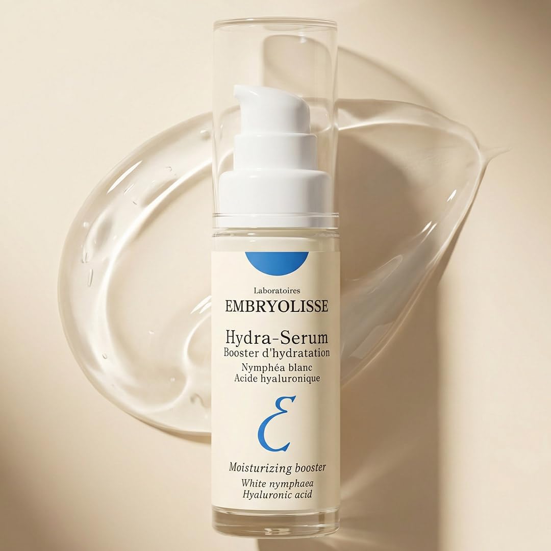 Close-up of Embryolisse Hydra-Serum texture, showing lightweight, non-greasy absorption.