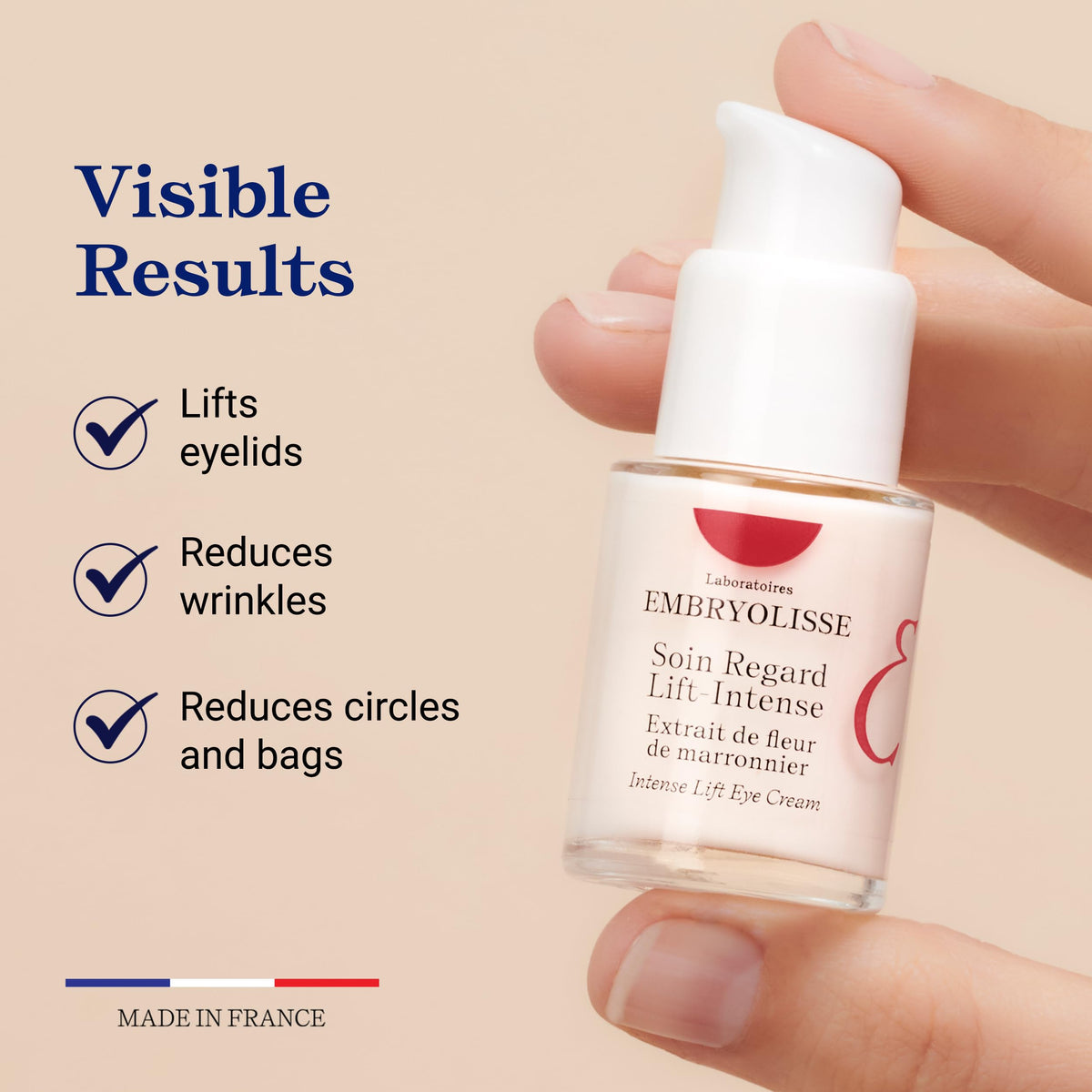 Embryolisse Intense Lift Eye Cream application around orbit for rested eyes.