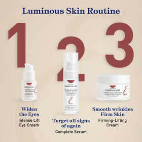 Embryolisse Intense Lift Eye Cream ingredients scene featuring lychee and chestnut blossom.