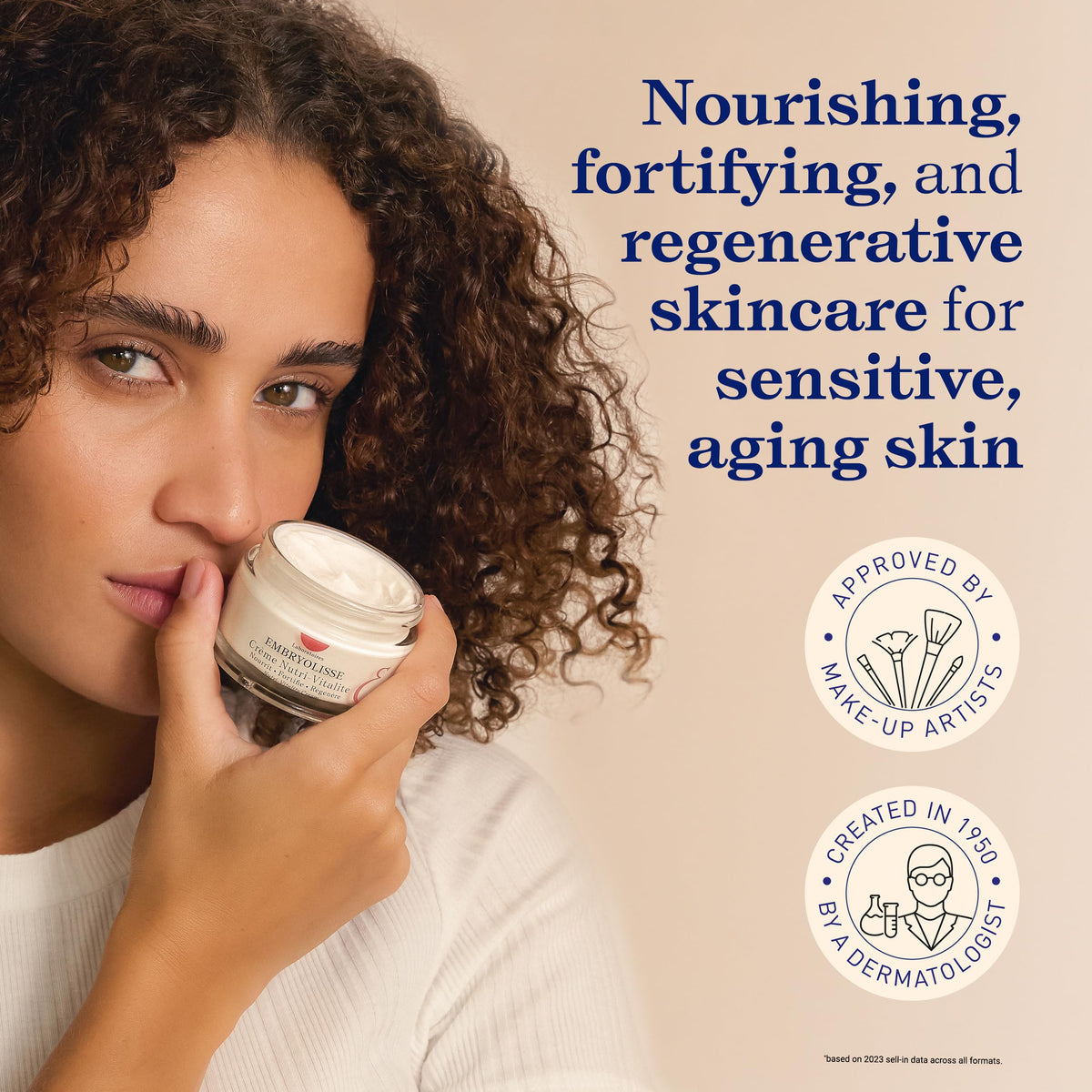 Nutri-Vitality cream texture application shot suggests smoothing and daily nourishment.