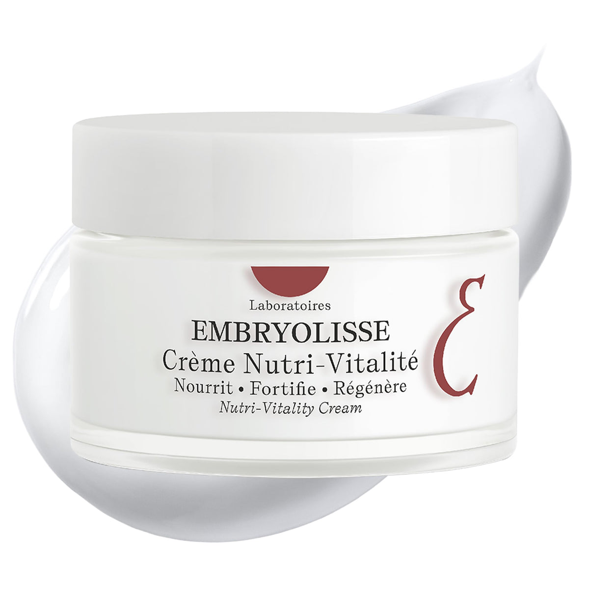 Embryolisse Nutri-Vitality face cream jar closeup showing premium packaging for sensitive mature skin.
