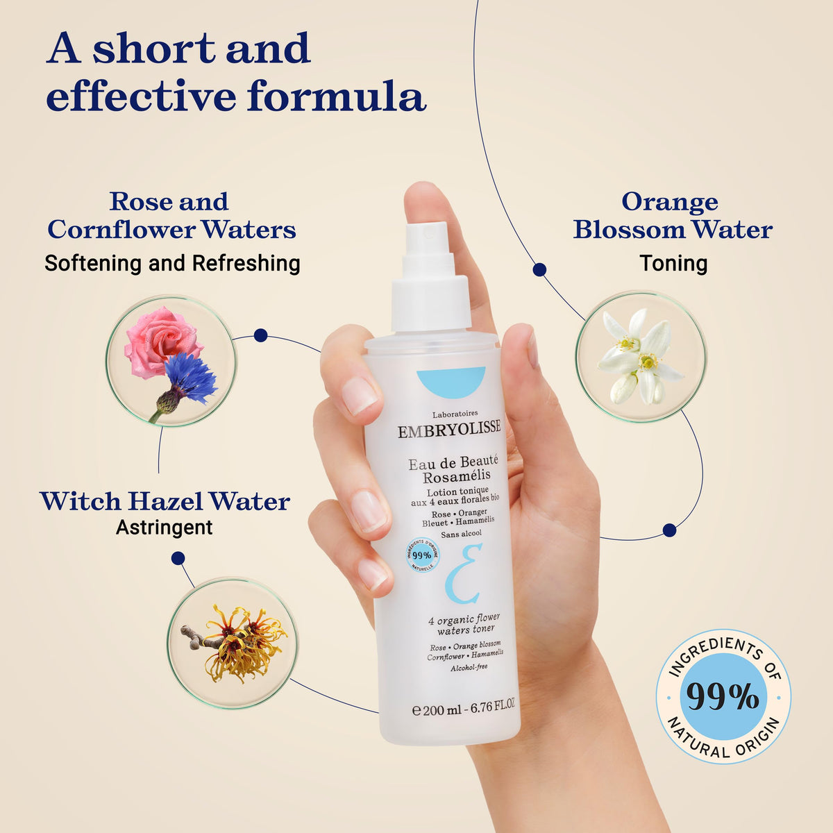 Embryolisse Rosamelis toner focuses on soothing, pore-softening action for all skin types.