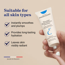 Embryolisse soft-skin-after-mask after-application showing radiant smooth skin.