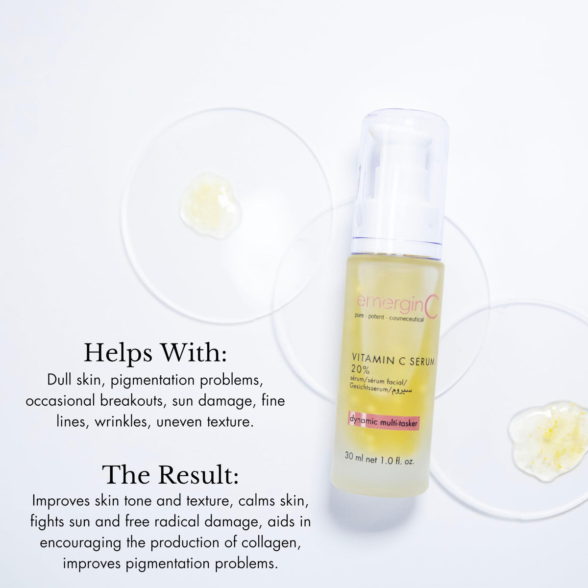 emerginC serum dispense pump shown for easy daily application.