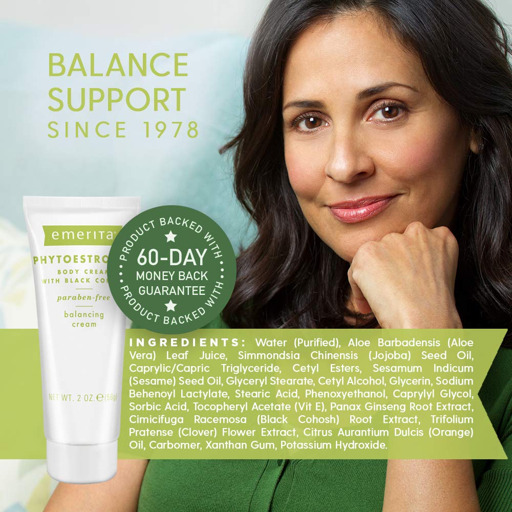 Emerita phytoestrogen body cream texture close-up for rich moisture