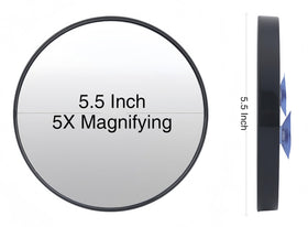 EMILYSTORES 5.5 inch magnifying mirror provides travel-friendly magnification for grooming.