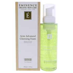Eminence Acne Advanced Cleansing Foam bottle demonstrates gentle cleansing for clearer pores.