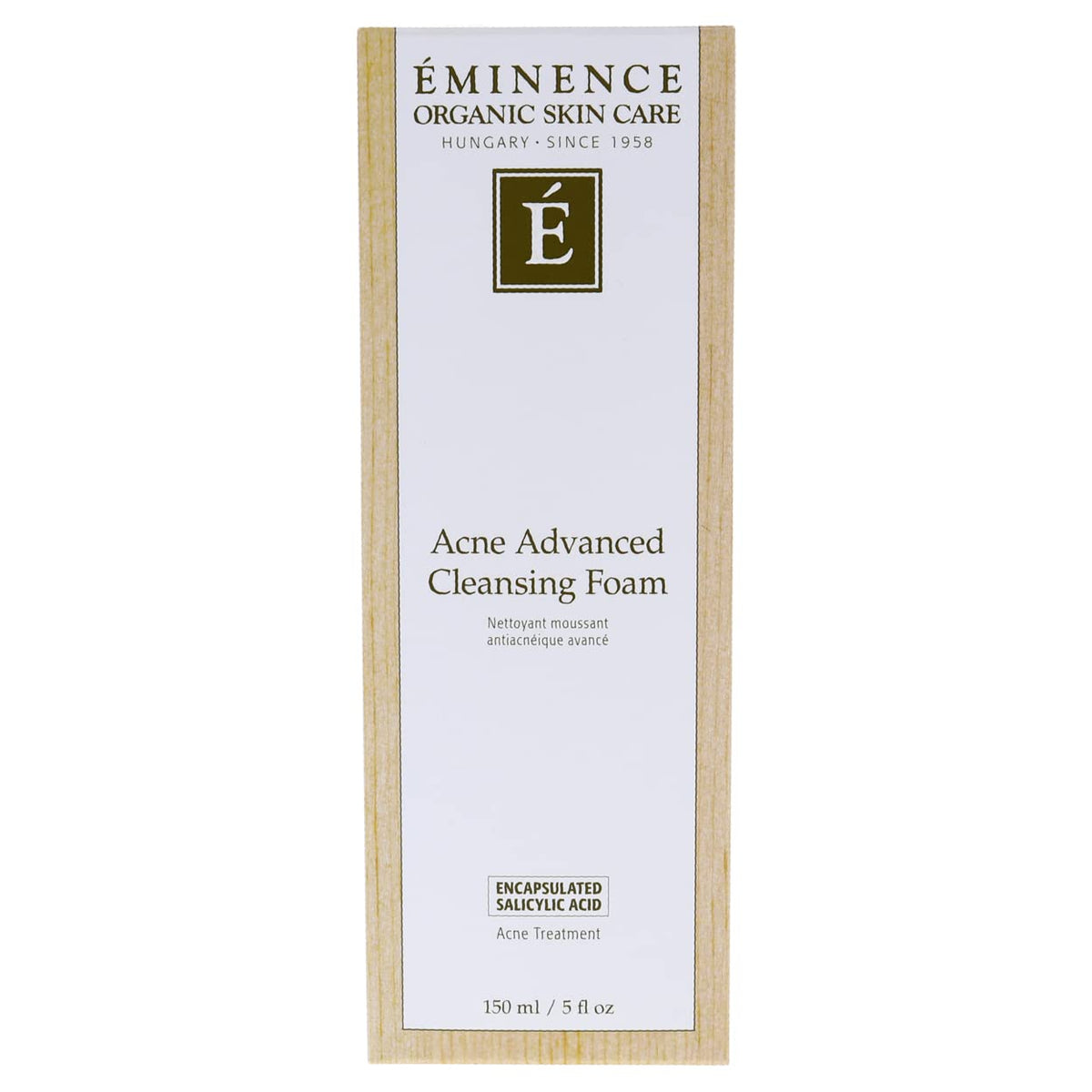 Eminence Acne Advanced Cleansing Foam applied to the face in daily routine.