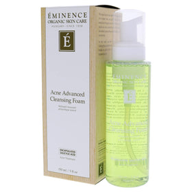 Eminence Acne Advanced Cleansing Foam close-up of creamy texture.