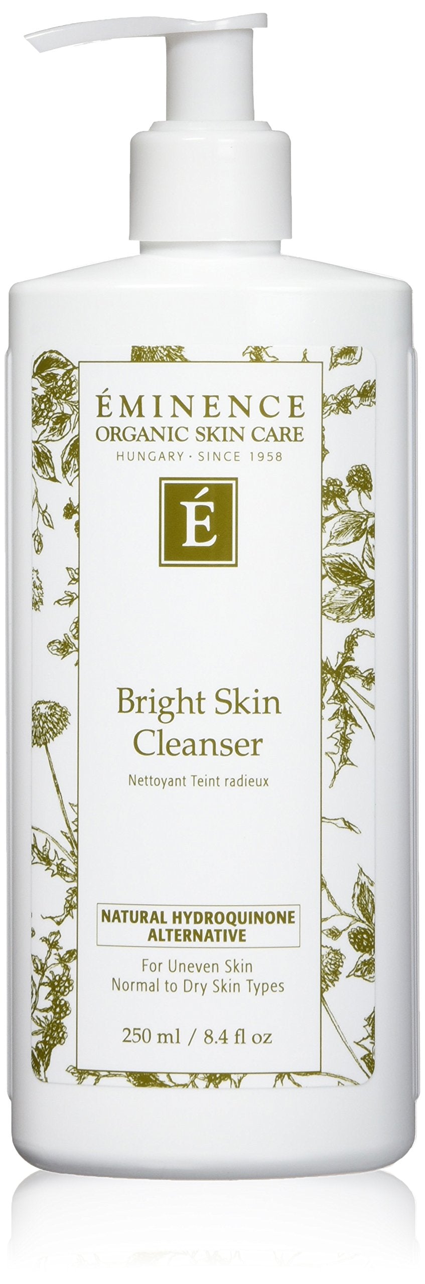 Eminence Bright Skin Cleanser bottle front promotes gentle cleansing and nourished skin for daily care.
