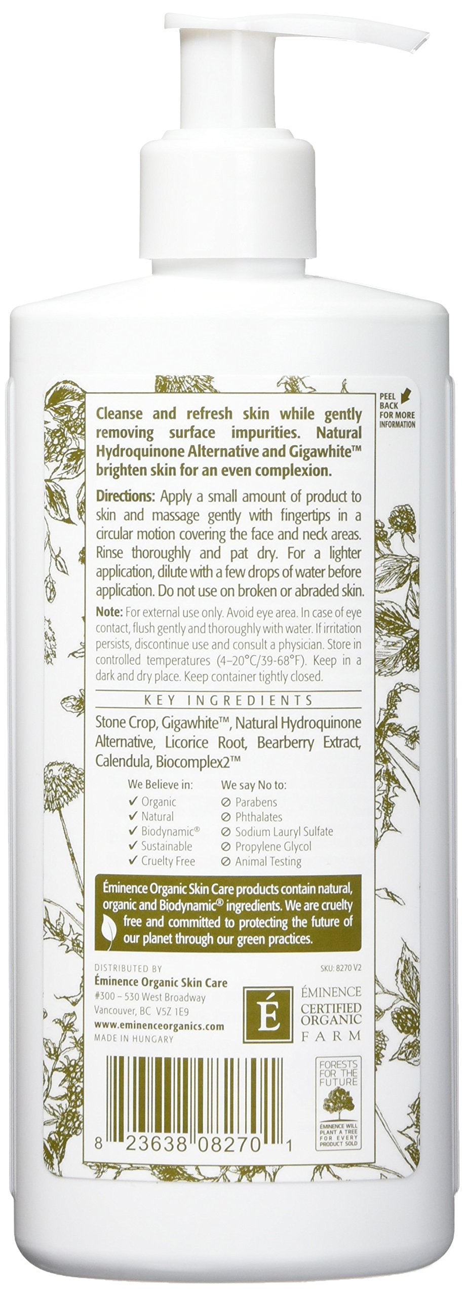 Packaging of Eminence Bright Skin Cleanser emphasizes a soothing routine for sensitive skin.